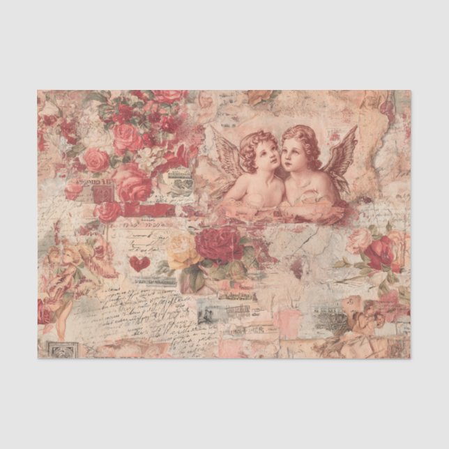 Antike Rosen und Cherubim Seidenpapier (Vorderseite)