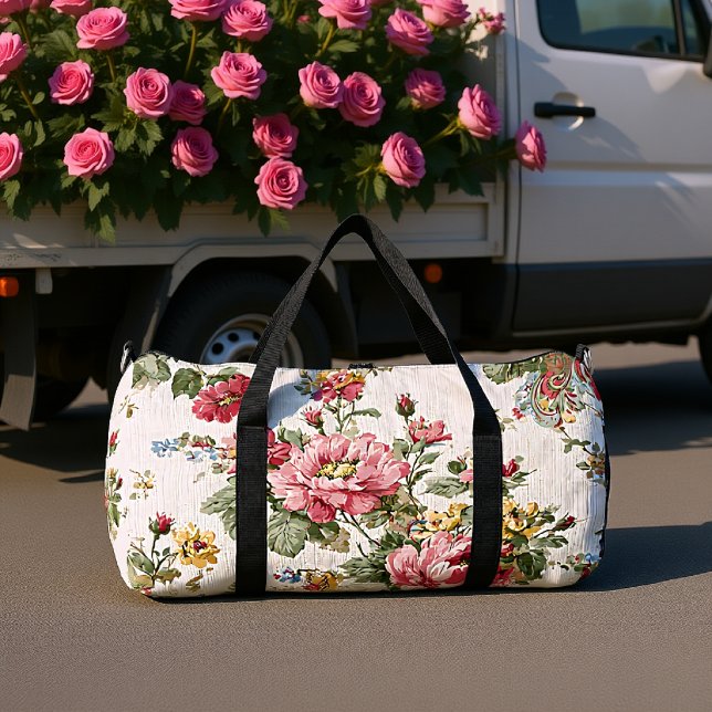 Antike Rosen- und Chintz-Blumenmuster Duffle Bag (Von Creator hochgeladen)