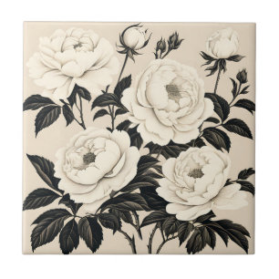 Antike Rosen und Pfingstrosen auf Creme Fliese