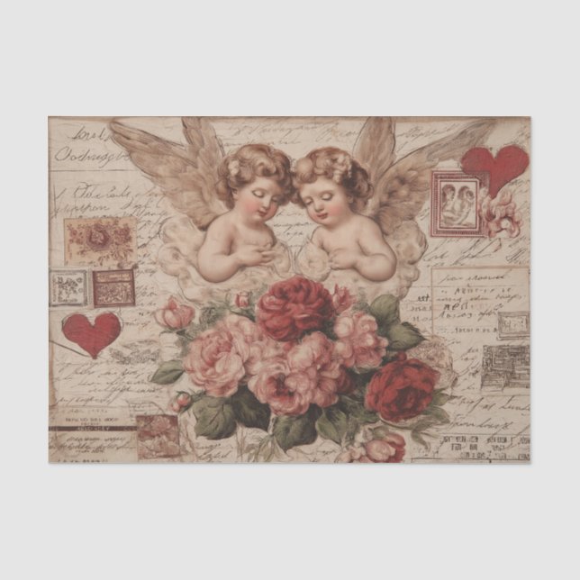 Antike Rosen und Putten Seidenpapier (Vorderseite)