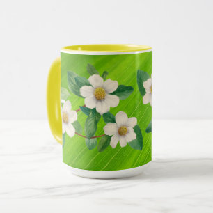 Antike Rosenblumen Gelb Grüne Tasse