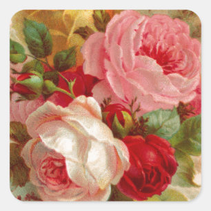 Antike Rosenbouquet Quadratischer Aufkleber