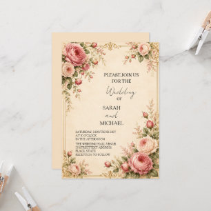 antike Rosengarten-Hochzeitseinladung Einladung