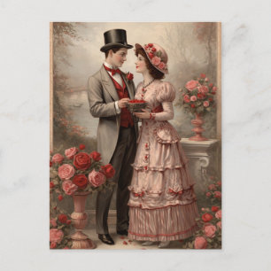 Antike Rosenpostkarte Rückseite   Elegante viktori Postkarte