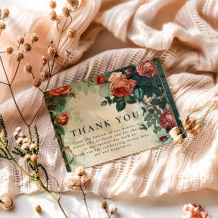 Antike Rosenrahmen Botanische Hochzeit Dankeskarte