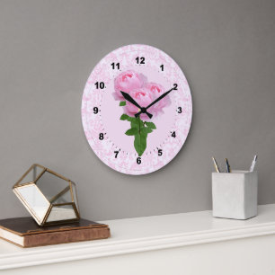 Antike Rosenuhr für die Wand in Rosa Große Wanduhr
