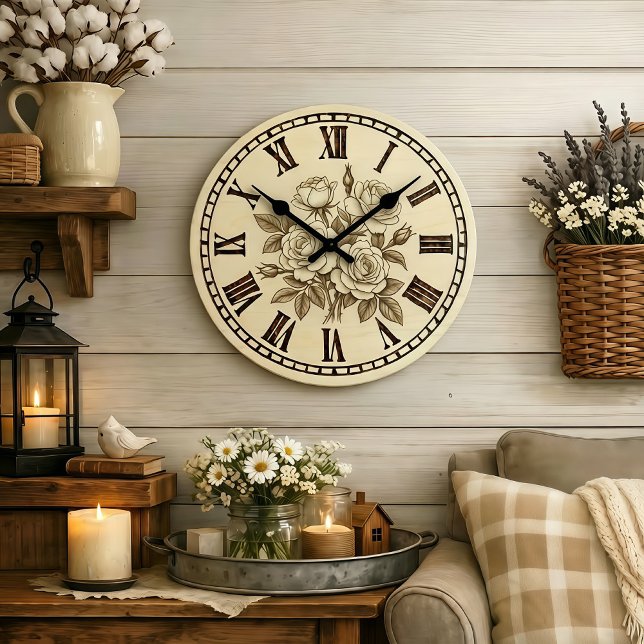 Antike Rosenwanduhr  Große Wanduhr (Von Creator hochgeladen)