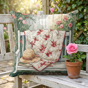 Antike Rosenwippe mit Quiltcharme Kissen