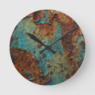 Antike rostige Stahl-Patina Industrie-Textur Runde Wanduhr