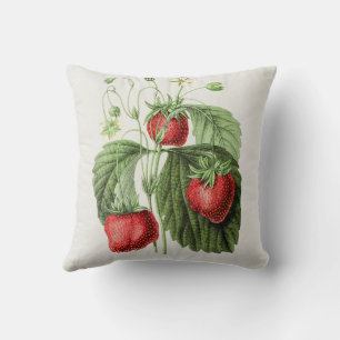 Antike rote frische Erdbeeren Blumenlaub Kissen