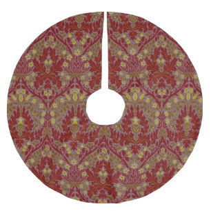 Antike Rote Goldene William Morris Herbstblumen Polyester Weihnachtsbaumdecke
