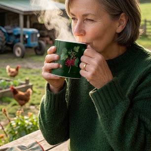 Antike Rote Johannisbeere Smaragdgrün Botanisch Kaffeetasse
