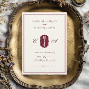 Antike rote romantische klassische Hochzeitstaste Save The Date