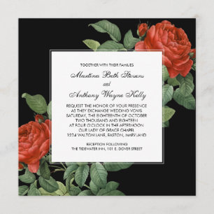 Antike rote Rose Botanische Hochzeit Einladung