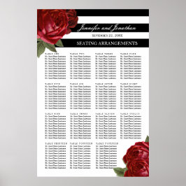 Antike Rote Rosen und schwarze Streifen Poster