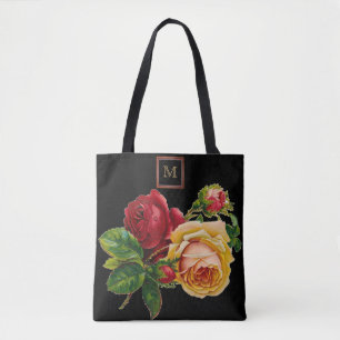 Antike rote und cremefarbene Rose mit Monogramm
