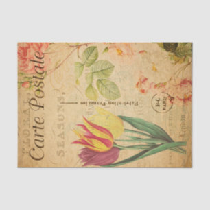 Antike rote und gelbe Tulpen Blumen Seidenpapier