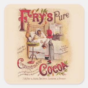 Antike Rotkäppchen viktorianische Kakao Werbung Quadratischer Aufkleber