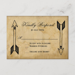 Antike RSVP-Karten für Tribal Arrow-Hochzeiten RSVP Karte