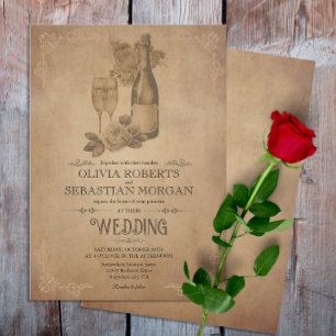 Antike rustikale alte Pergament-Victorian-Hochzeit Einladung