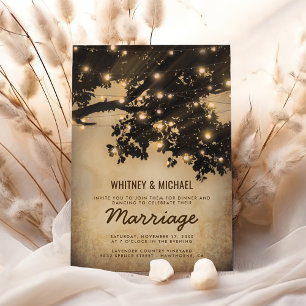 Antike rustikale Baumlichter Hochzeitsempfang Einladung