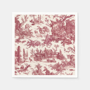 Antike rustikale französische Toile-Rot & Beige Serviette
