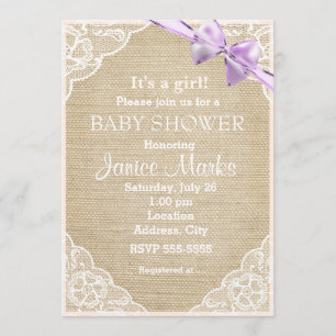 Antike Rustikale Jute-Spitze Baby Shower Einladung