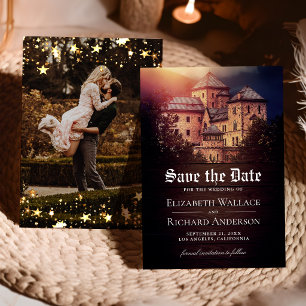 Antike Rustikale Märchen-Schloss-Hochzeitsfotos Save The Date