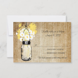 Antike rustikale Mason Jar-Daisies Wildblumen RSVP Karte