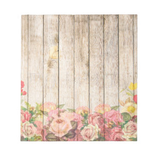 Antike Rustikale Romantische Rosen Holz Notizblock