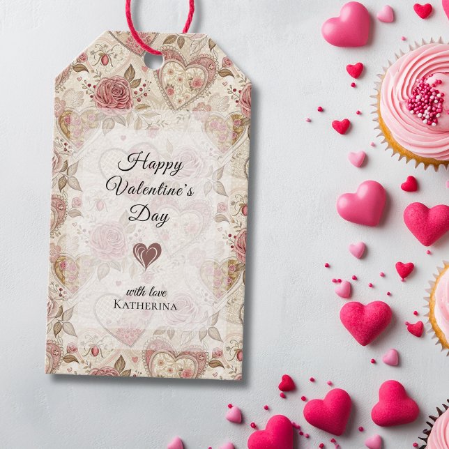 Antike rustikale Rosen Frohen Valentinstag Geschenkanhänger (Von Creator hochgeladen)