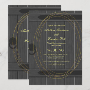 Antike rustikale Scheunentür Graue Hochzeitseinlad Einladung