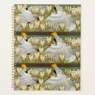 Antike Sage-Grün-Cockatoo-Papageien-Magnolien-Kuns Planer