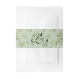 Antike Salbei-Blumen-Moderne-Monogramm-Hochzeit Einladungsbanderole