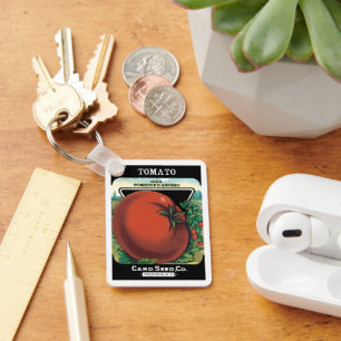 Antike Samenpaket-Label-Kunst, Tomate Pomodoro Schlüsselanhänger