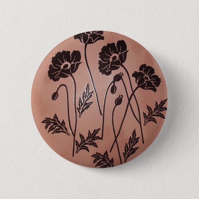 Antike Samt-Mohnblumen Button (Vorderseite)