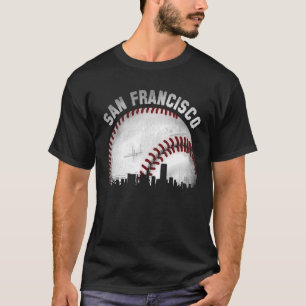Antike San Francisco Skyline Stadt Baseball T-Shirt