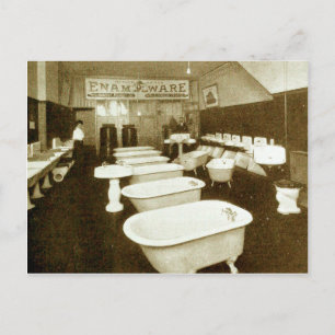 Antike Sanitär-Ausstellungsräume mit Badewannen Postkarte