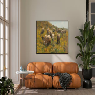 Antike Schafweide Vintages Bauernhaus Land Leinwanddruck