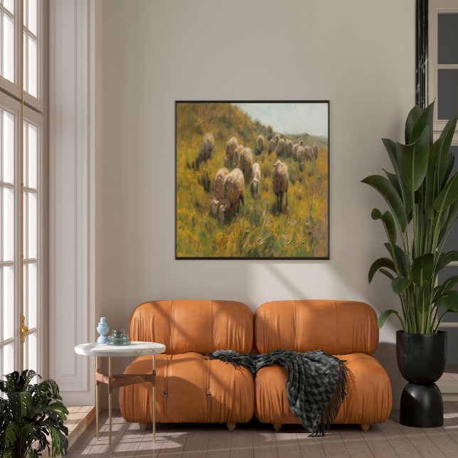 Antike Schafweide Vintages Bauernhaus Land Leinwanddruck (Antique Sheep Pasture Vintage Farmhouse Country   )