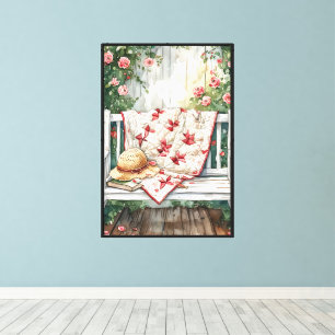Antike Schaukel mit Quilt Charme im Rosenlook Leinwanddruck