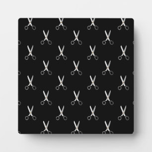 Antike Schere Schwarzes Minimalistisches Muster Fotoplatte