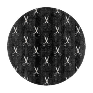 Antike Schere Schwarzes Minimalistisches Muster Schneidebrett