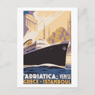 Antike Schifffahrtslinienwerbung Venedig, Griechen Postkarte