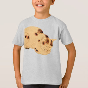 Antike Schlafkatze Japanischer Holzblock Ukiyo-e T-Shirt