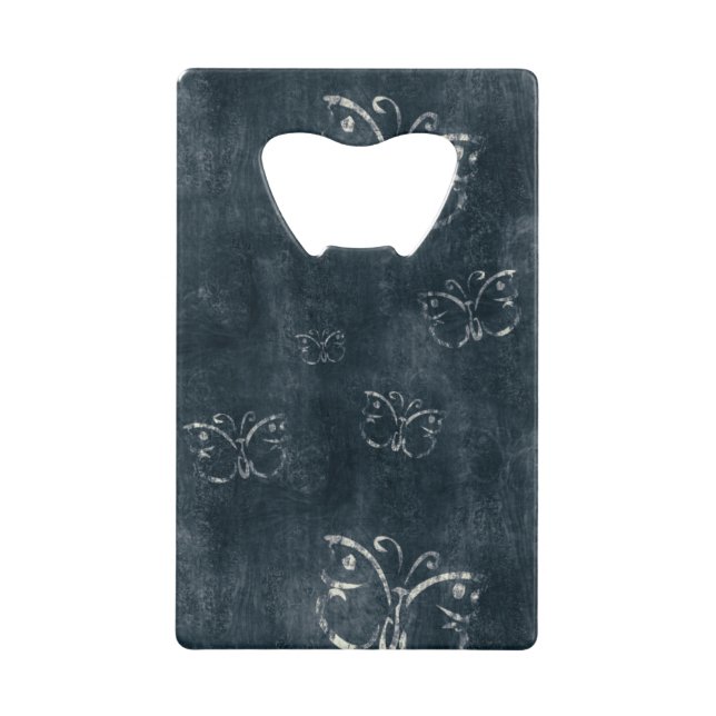 Antike Schmetterlinge auf dunkelblau Geldbeutel Flaschenöffner (Vorderseite)