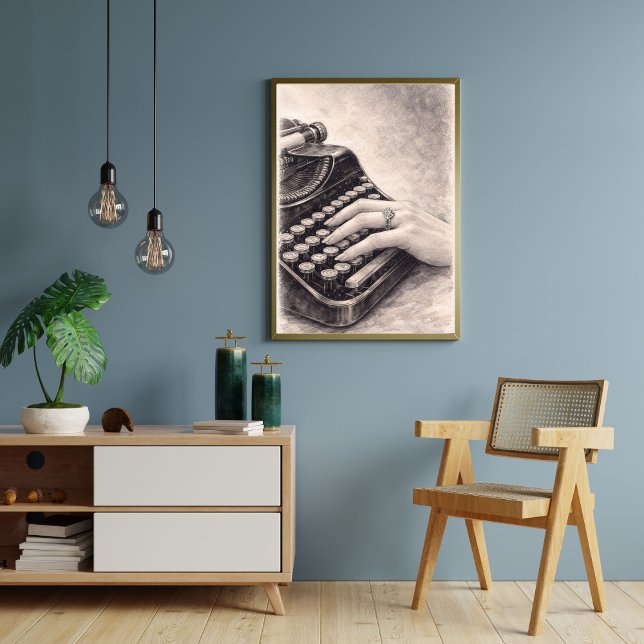 Antike Schreibmaschine mit Diamantring – Romantisc Poster (Von Creator hochgeladen)
