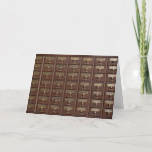 Antike Schubladen für Bibliothekskartothek Karte