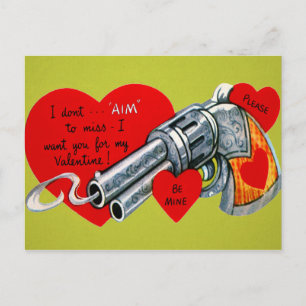 Antike Schusswaffe zum Valentinstag Postkarte