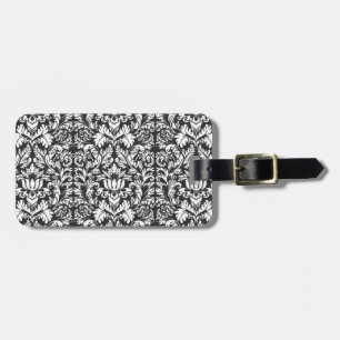 Antike Schwarz-Weiß-Damask-Lace-Brokat Gepäckanhänger